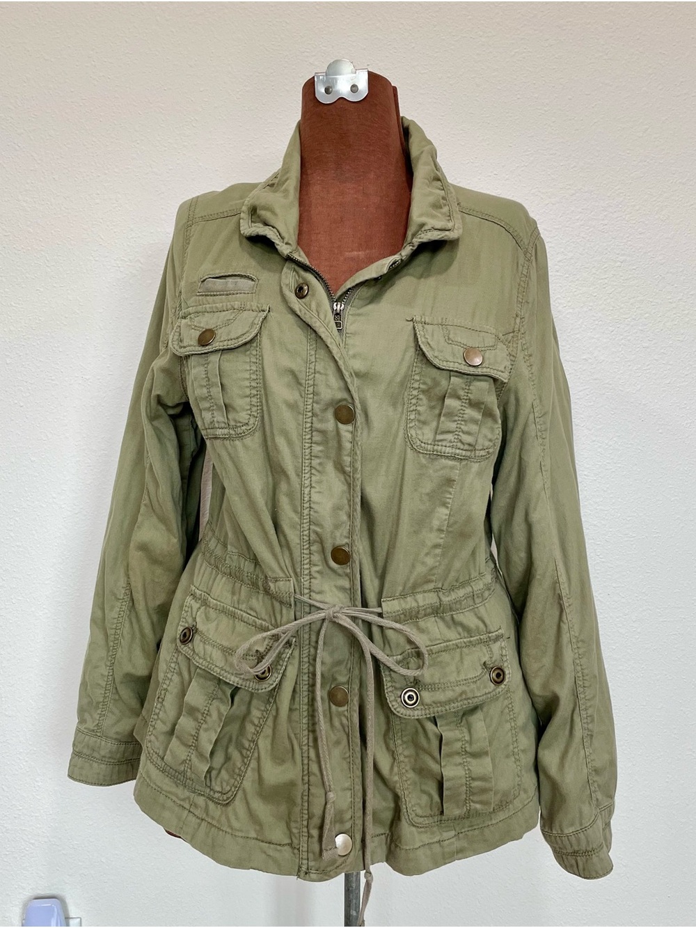 Lane Bryant Olive Green Drawstring Utility Jacket